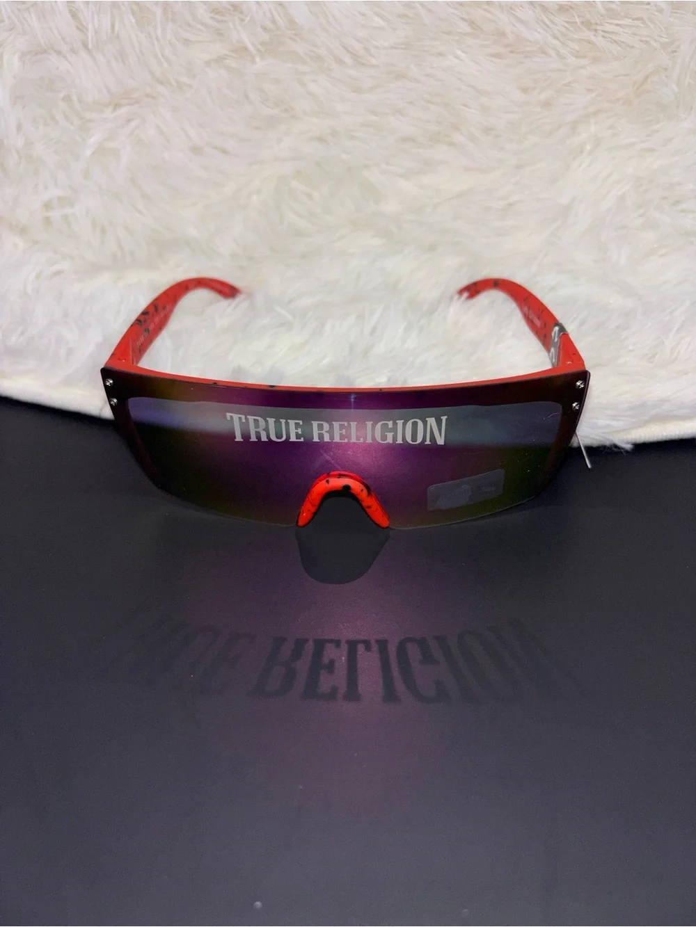 True Religion Red and Black Speckled Sunglasses